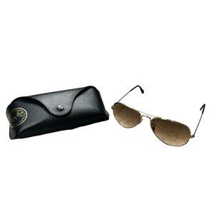 Ray-Ban Aviator Sunglasses Women's Gold Metal With Case